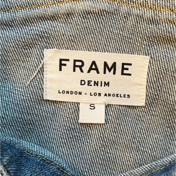 FRAME Le Garcon Denim Overalls in Stone Canyon Skinny Distressed Cropped Blue - Picture 8 of 10